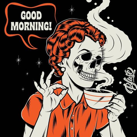 Sup fam 👌 . . . #blase #thisisblase #skull #coffee #vintage #retro #surrealism #surreal #vector #illustration #goodmorning #bomdia #weird… Retro Surrealism, Spooky Coffee, Skull Coffee, Coffee Shop Branding, Beautiful Morning Quotes, Coffee Vintage, Coffee Images, Coffee Painting, Coffee Illustration