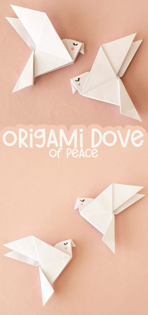 Origami Peace Dove, Origami Dove Instructions, Origami Dove Easy, Paper Bird Ornaments, Paper Doves How To Make, Easy Origami Step By Step Simple, Dove Ornaments Diy, Baptism Crafts For Kids, Christian Origami