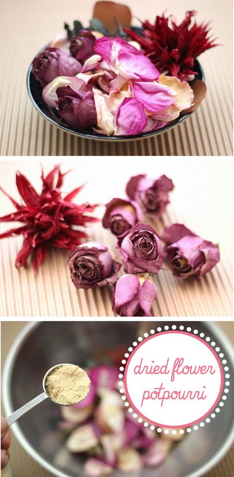 Make Potpourri, Potpourri Diy, How To Make Potpourri, Preserve Flowers, Dried Potpourri, Homemade Potpourri, Dried Petals, Potpourri Recipes, Wine Bottle Diy Crafts