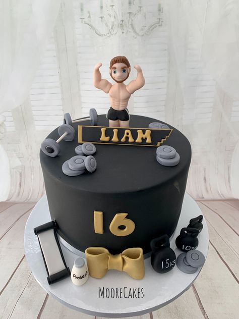 18th Birthday Boy Cake, Fitness Cake, Gym Cake, Small Birthday Cakes, Gym Boy, 18th Birthday Cake, Themed Birthday Cakes, Cakes For Men, Boy Birthday Cake