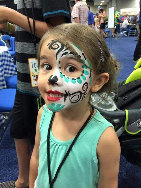 Fusion Face Painting Halloween Kids, Sugar Skull Face Paint, Halloween Makeup For Kids, Halloween Makeup Sugar Skull, Kid Costume, Skull Face Paint, Sugar Skull Costume, Sugar Skull Face, Dead Makeup