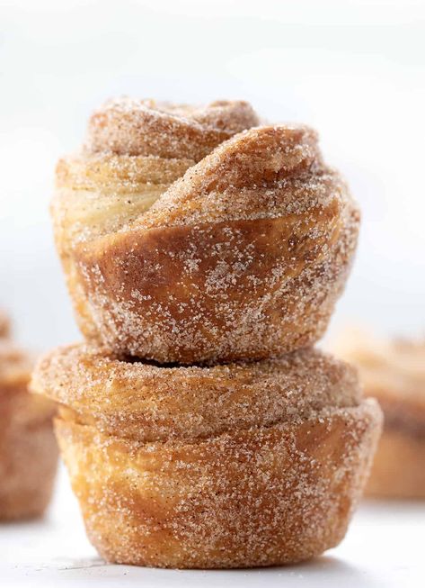 Made entirely from scratch, Homemade Cruffins (croissant + muffin) have buttery, flaky layers with a cinnamon-sugar filling, baked to golden perfection. They are a delightful treat with your morning cup of coffee or tea. Or, enjoy one as a snack or as a dessert! Cronut Recipe From Scratch, Homemade Cruffins, Croissant Muffin, Cronut Recipe, Cruffin Recipe, Christmas Morning Brunch, Croissant Bread, Homemade Croissants, Making Butter