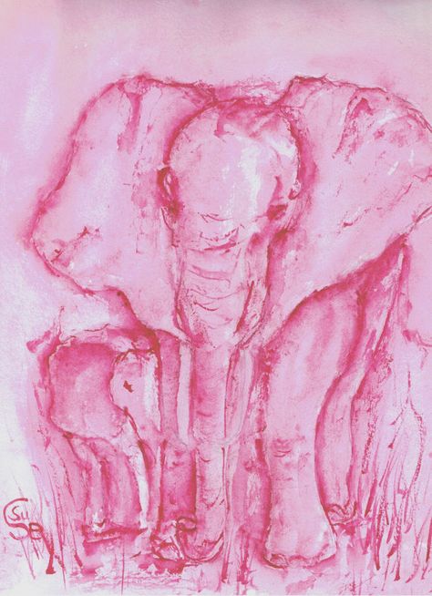 PINK ELEPHANTS  - an elephant loves her babies like I do: completely and forever Pink Elephants On Parade, Elephant Drawing, Watercolor Elephant, Go Pink, Elephant Love, Elephant Art, Pink Elephant, Tickled Pink, An Elephant