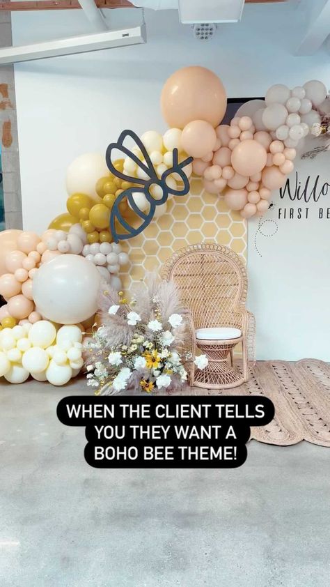 Boho Bee Theme, Boho Bee Baby Shower Ideas, Gender Reveal Bee Hive, Boho Bee Birthday, Gender Reveal Honey Bee Theme, Gender Reveal Party Bee Theme, Honey Bee Party Decorations, A Little Honey Is On The Way Decorations, Little Honey Baby Shower Theme