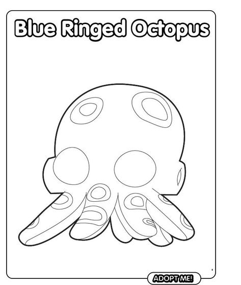 The Blue Ringed Octopus is a limited ultra-rare pet in Adopt Me! that was released on June 8, 2023. As it is now unavailable, it can only be obtained through hatching any remaining Danger Eggs or through trading. Blue Ringed Octopus, Ringed Octopus, Drawings To Trace, The Octopus, Adopt Me, Black Eyes, Blue Rings, Eye Black, Octopus