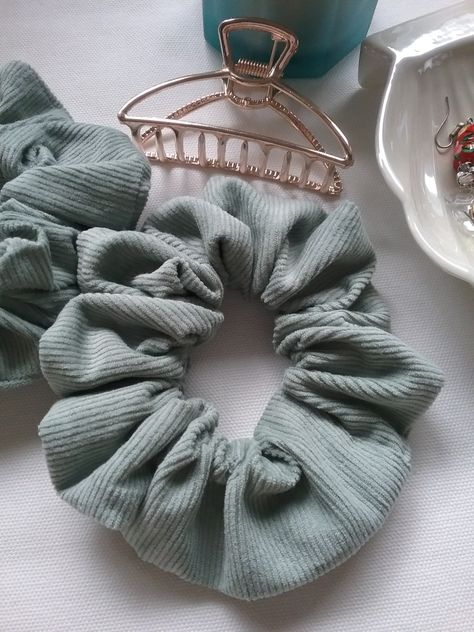 Corduroy Scrunchie, Hair Care Tips, Scrunchie Hairstyles, Sage Green, Scrunchies, Hair Care, Etsy Seller, Unique Items Products, Green