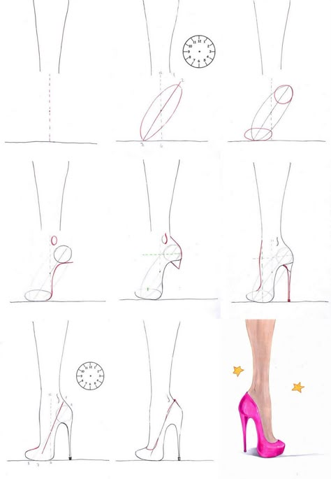 Drawing High Heels, Fashion Illustration Tutorial, Fashion Figure Drawing, Fashion Illustrations Techniques, Fashion Drawing Sketches, Fashion Drawing Tutorial, Fashion Drawings, 얼굴 그리기, Fashion Design Sketchbook