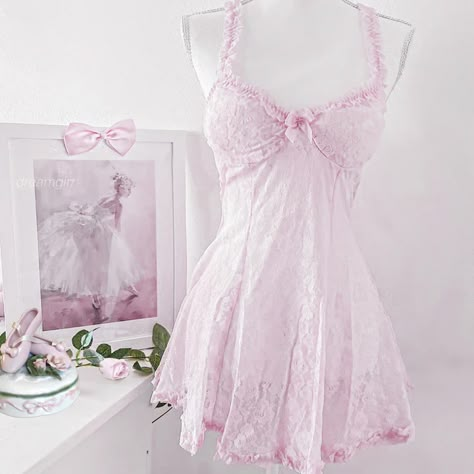 ♡ Pink Lace Babydoll ♡ – Babydoll Boutique Alabaster Skin, Pinterest Famous, Lace Nightgown, Fairycore Cottagecore, Pink And White Stripes, Lace Babydoll, Lingerie Dress, Pretty Lingerie, Madison Beer