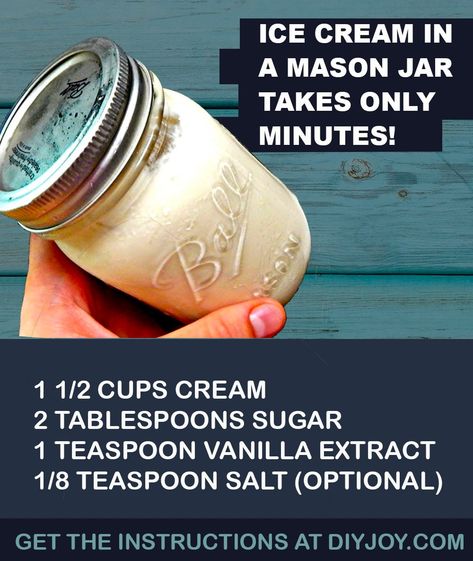 Homemade Ice Cream Recipe Mason Jar Ice Cream - How To Make Homemade Ice Cream in a Mason Jar - Best Dessert Recipes and Easy Ideas for Desserts #recipes #desserts #dessertrecipes #icecream via @diyjoycrafts Ice Cream Mason Jars, Mason Jar Ice Cream Recipe, Mason Jar Ice Cream, Jar Ice Cream, Homemade Ice Cream Recipe, Make Homemade Ice Cream, Ice Cream Shake, Cream Custard, Lemon Ice Cream