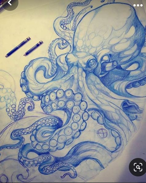 Tat Drawings, Sketch Octopus, Shore Tattoo, Octopus Sketch, Octopus Tattoo Sleeve, Kraken Tattoo, Octopus Drawing, Thigh Tat, Octopus Tattoo Design