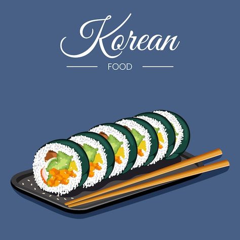 Korean Food Illustration, Foodie Illustration, Food Posters, Foodie Art, Food Illustration, Food Poster, Vector Hand, Food Illustrations, Korean Food