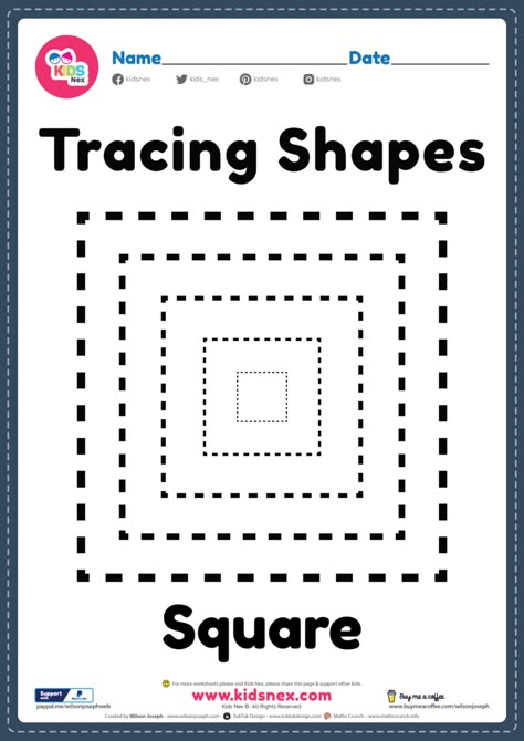 Square Kindergarten Activities, Trace Square Worksheet, Preschool Square Crafts, Square Shape Worksheets For Preschool, Square Shape Activities Preschool Free Printable, Preschool Square Activities, Square Preschool Activities, Square Crafts For Preschool, Square Activities For Toddlers