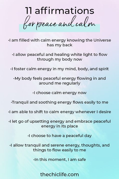 Use these affirmations for peace and calm when you're feeling stressed or overwhelmed. Shift into relaxing and calming energy with these healing affirmations #lawofattraction #loa #manifestation #manifest #personalgrowth #personaldevelopment #goodvibes #highvibes #spirituality #theuniverse #mindset #quote #affirmation #stressmanagement Affirmation For Spiritual Growth, Focus Affirmations Mantra, Feel Good Affirmations, Heal Affirmations, Relaxation Affirmations, Peace Affirmations, Calming Affirmations, Manifest Peace, Affirmations For Healing