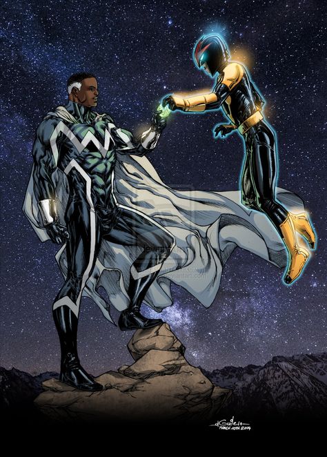 blue marvel. nova. SpiderGuile Blue Marvel, Marvel Nova, Black Comics, Marvel Comic Universe, Marvel Comic Character, Marvel Comics Art, Marvel Vs, Comic Book Artists, Superhero Comic