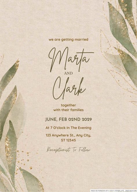 Cool 18+ Rustic Green Gold Leaves Canva Wedding Invitation Templates The first impression your guests will have of your wedding is your invitation. Why not make it a memorable one with a charming rustic design? These rustic wedding invitations are perfect for couples w... Rustic Wedding Invitations, Gold Wallpaper Background, Canva Wedding, Wedding Suits Groom, Create Invitations, Gold Invitations, Gold Wedding Invitations, Gold Leaves, Wedding Card Design