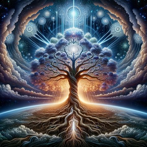 tree of life | Deep Dream Generator Cosmic Tree Of Life, Human Tree Art, Tree Of Life Aesthetic, Tree With Roots, Faith Healers, Awakening Art, Magical Tree, Tree Of Life Art, Sacred Tree