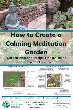 How to Create a Calming Meditation Garden. Outdoor meditation garden ideas and design example by Online Landscape Designs. Outdoor Meditation Garden, Meditation Garden Ideas, Outdoor Zen Garden, Buddha Garden Ideas, Yoga Garden, Outdoor Meditation, Calming Meditation, Online Landscape Design, Spiritual Garden