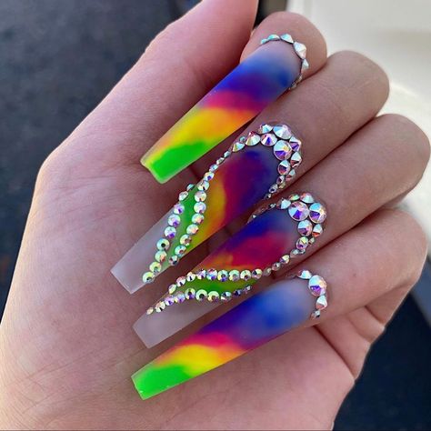 Pride Nail, Rhinestones Nails, Drip Nails, Happy Fourth Of July, Bling Acrylic Nails, Rainbow Nails, Luxury Nails, Coffin Nails Designs, Fire Nails