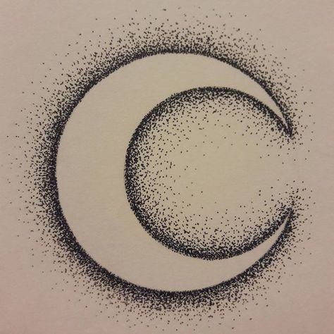 Daddy on Instagram: "Procrastination. Listening to: Northern Downpour by Panic! At the Disco 🌧 #sketch #sketchbook #moleskine #ink #moon #crescent #fineliner #fabercastell #procrastinate #stipple #stippling #dot #art #artist #negative #northern #downpour #patd #panicatthedisco #northerndownpour" Dotted Moon Tattoo, Easy Stippling Drawing, Dot Moon Tattoo, Stipple Art Easy, Doted Art Drawing, Micron Pen Art Simple, Pointalism Art Black And White, Stippling Art Ideas Easy, Moon Pointillism