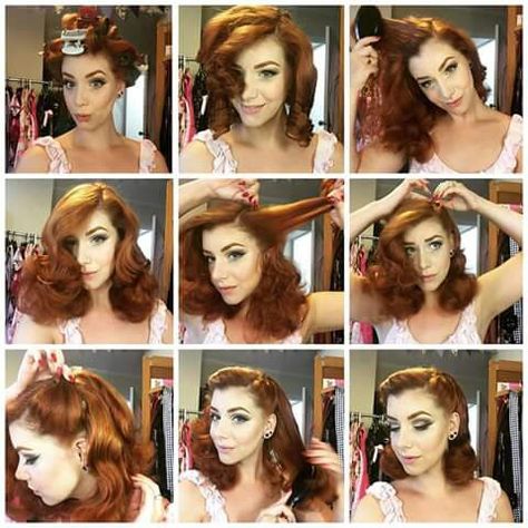 Miss Victory Violet Vintage Hair Tutorial Medium, Cabelo Pin Up, Miss Victory Violet, Victory Violet, Vintage Hairstyle, Pinup Hair, Vintage Hairstyles Tutorial, 50s Hairstyles, 1940s Hairstyles