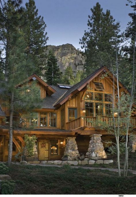 Daily Man Up (28 Photos) - Suburban Men Mountain Chalet House Plans, Dream House Images, Chalet House Plans, Chalet House, Architecture Art Nouveau, How To Build A Log Cabin, Mountain Interiors, Mountain Chalet, Rustic Home Design