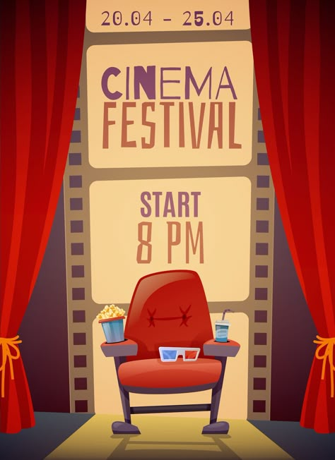 Movie Night Poster, Strip Background, Festival Cinema, Food 3d, Film Festival Poster, Cinema Design, الفن الرقمي, Poster Graphic Design, Infographic Poster