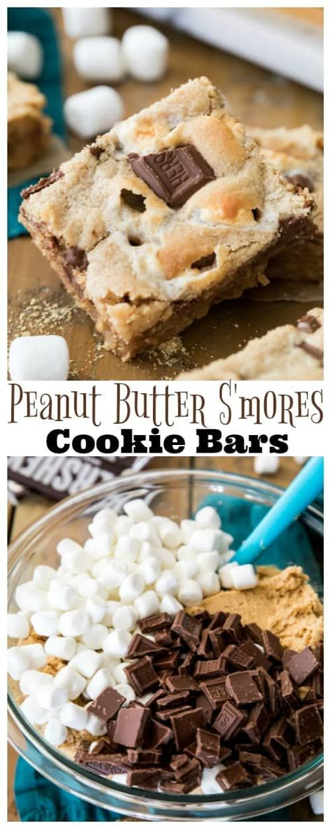 Smores Cookies Bars, Peanut Butter Smores, Peanut Butter Cookie Bars, Peanut Butter Dessert Recipes, Cheesecake Oreo, Homemade Snickers, Cookie Base, Smores Cookies, Healthy Vegetable