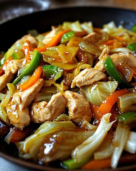 Quick & easy Chinese Chicken Cabbage Stir-Fry! Flavorful, healthy, and ready in 20 mins. Perfect for a weekday dinner! #ChineseCuisine #StirFry #QuickMeals #HealthyEating Cabbage Chicken Stir Fry, Chinese Cabbage Stir Fry, Easy Chinese Chicken Recipes, Easy Chinese Chicken, Chicken Cabbage, Chinese Chicken Recipes, Cabbage Stir Fry, Chicken And Cabbage, Homemade Recipes Dessert