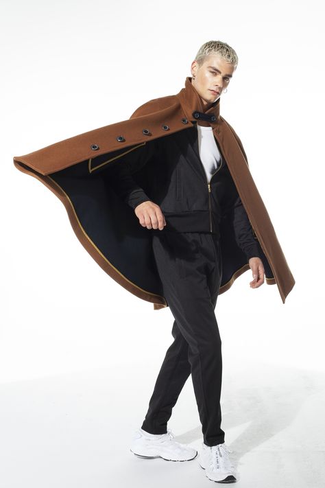 Mens Cape, Color Ocre, Coat Cape, Cape Fashion, Fashion Show Dresses, Overcoat Men, Fashion Figures, Clothing Photography, Cape Coat