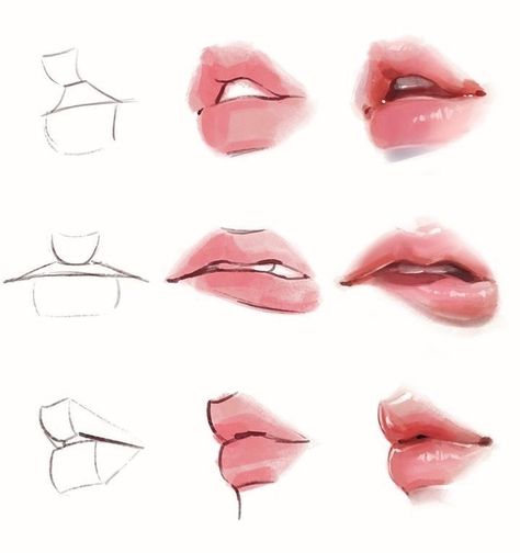 Lip Tutorial Drawing, Steps To Draw, Lips Sketch, Draw Lips, Personaje Fantasy, Lip Drawing, Lips Drawing, Art Tools Drawing, Sketches Tutorial