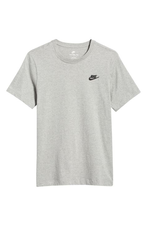 A small embroidered logo decorates the chest of this classic crewneck T-shirt made of a soft, stretchy cotton knit. 28 1/2" length (size medium) Crewneck Short sleeves 100% cotton Machine wash, tumble dry Imported Nike Tee Shirts, Tshirt Nike, Brazil Shirt, Athletic Clothes, D Gray, Nike Tshirt, Nike Tees, Grey Nikes, Athletic Outfits