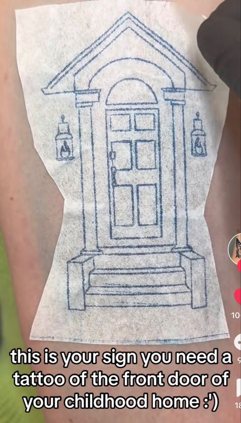 Dumbest Tattoos, Door Tattoo, Artsy Tattoos, Stick N Poke Tattoo, Doodle Tattoo, Cute Little Tattoos, Childhood Home, Poke Tattoo, Home Tattoo