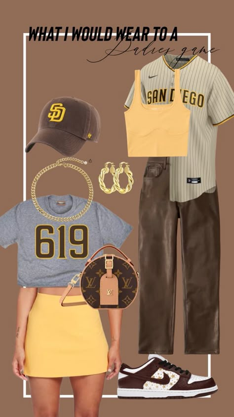 Womens Basketball Game Outfit, Padres Game Outfit San Diego, Padres Baseball Game Outfit, Padres Outfit Women, San Diego Padres Outfit Women, Padres Game Outfit, San Diego Padres Outfit, College Basketball Game Outfit, Padres Outfit