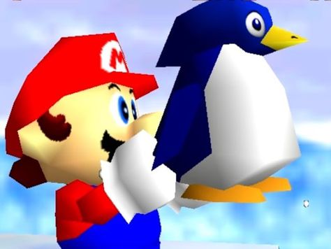 Va bene! You got what it takes.....now go save that baby penguin! Penguin Tattoo, N64 Games, World Maps, Super Mario Art, V Games, Mario Art, Baby Penguins, Retro Video Games, Just A Game