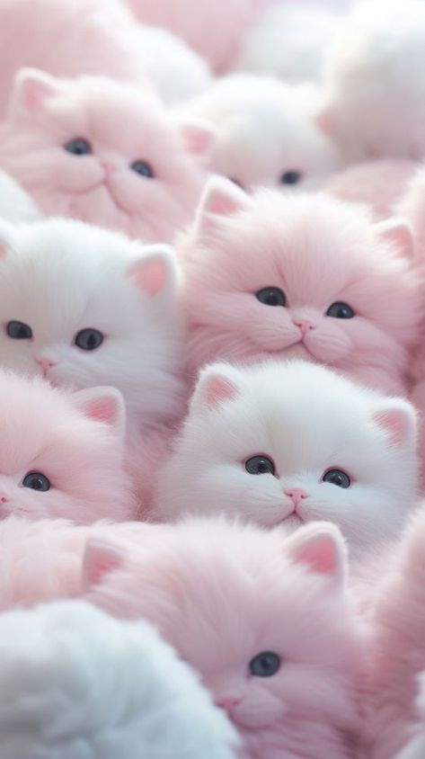 Kittens mammal animal pet. AI generated Image by rawpixel. | premium image by rawpixel.com / Rob Kawaii Phone Wallpaper, Wallpaper Pink Aesthetic, Aesthetic Mobile, Monochromatic Background, List Background, Nice Designs, Kitten Wallpaper, Kitten Images, Pastel Theme