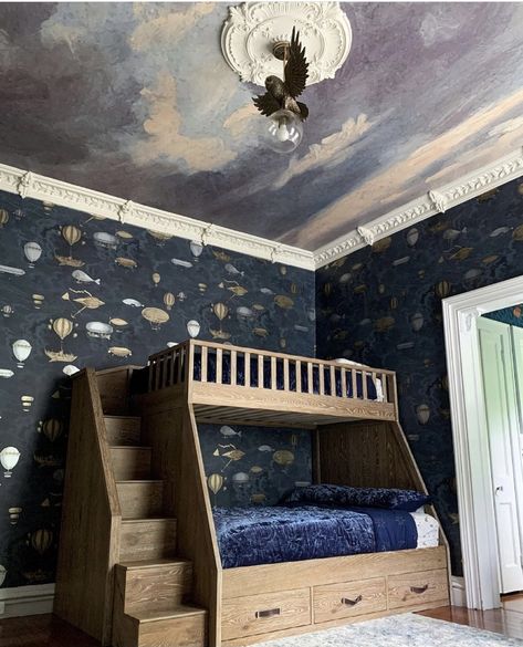 Bethany Ciotola, Sky Mural, Dream House Aesthetic, Nursery Room Inspiration, Modern Victorian, Nursery Baby Room, Boys Love, Rooms Reveal, Romantic Homes