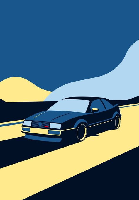 Cars Design Graphic, Car Painting Ideas, Car Illustration Art, Drawing Minimalist Art, Cars Outside, Cars Illustration, Vw Corrado, Motorsport Art, Vw Art