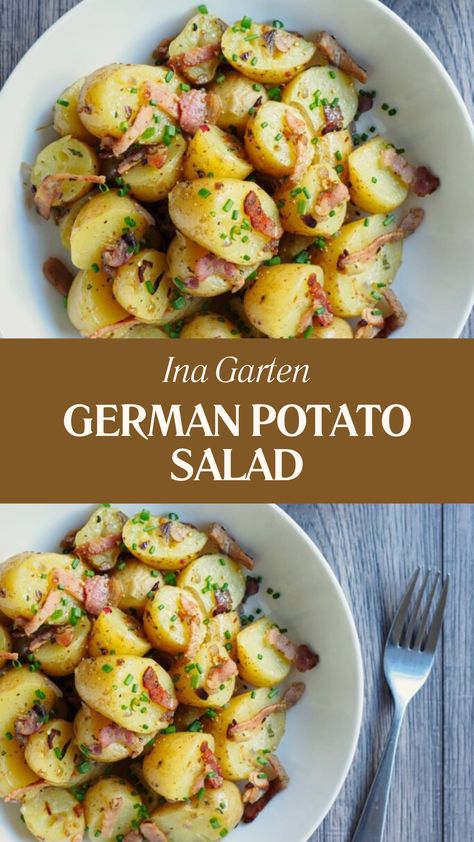 Ina Garten German Potato Salad Best German Potato Salad, Potatoes And Bacon, German Potato Salad Recipe, Potatoe Salad, Recipe For Lunch, Warm Potato Salads, German Potato, Easy Potato Salad, German Potatoes