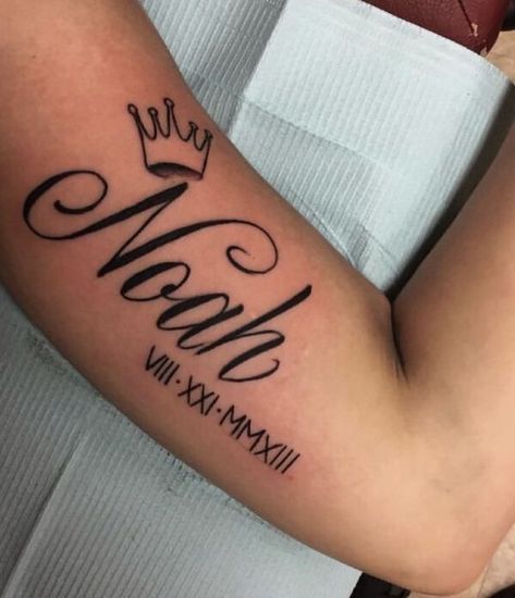 Tattoos With Kids Names For Moms Boys Sons, Baby Boy Name Tattoos For Moms, Boy Name Tattoos For Mom, Name And Birthday Tattoo, Baby Name Tattoo Ideas, Baby Boy Tattoos For Mom, Tattoo For Sons Boys Mom, Kid Name Tattoo Ideas, Kid Name Tattoo Ideas Mothers