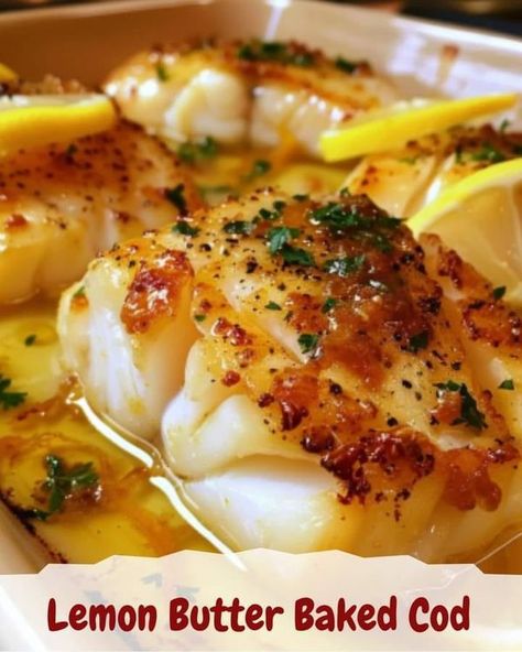 WORLDS BEST TASTY RECIPES | Lemon Butter Baked Cod | Facebook Lemon Butter Baked Cod, Crockpot Fish, Butter Baked Cod, Cod Baked, Cod Fillet Recipes, Cod Dishes, Fish Batter Recipe, Baked Cod Recipes, Cod Fish Recipes