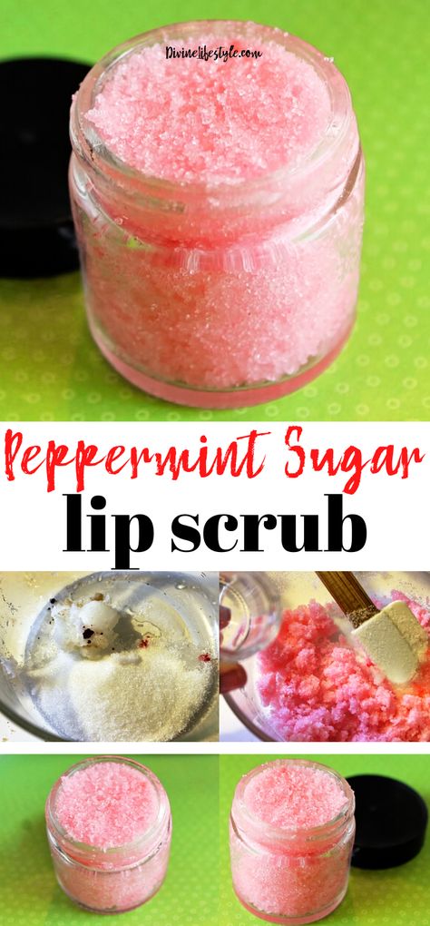 Peppermint Lip Scrub Diy, Candy Cane Lip Scrub, Lip Sugar Scrub Diy, Lip Scrub Diy Exfoliating, Coconut Oil Lip Scrub, Lip Exfoliator Diy, Peppermint Lip Scrub, Sugar Lip Scrub Diy, Coconut Oil Recipe