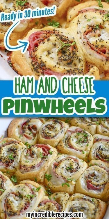 These ham and cheese pinwheels from My Incredible Recipes are an insanely delicious lunch, appetizer, or even for dinner! This recipe is full of hot cheesy goodness, and they’re ultra simple to make! These pinwheels feature layers of black forest ham, Swiss cheese rolled up in buttery crescent rolls and then topped with a sensational dijon glaze! Try these amazing pinwheels today! Ham Pinwheels, Ham Roll Ups, Ham And Cheese Roll Ups, Ham And Cheese Pinwheels, Black Forest Ham, Cheese Pinwheels, Pinwheel Appetizers, Cheesy Ham, Lunch Appetizers