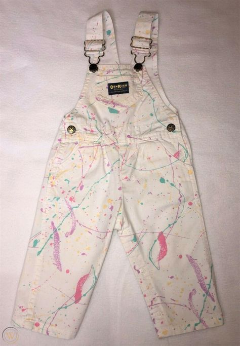 Rare Vintage OshKosh Overalls White "Paint Splatter" 18M | #3837253001 Paint Splattered Overalls, Paint Splatter Overalls, Painted Overalls, Labyrinth Ball, Mirror Butterfly, Overalls White, White Paint Splatter, Art Apron, White Overalls