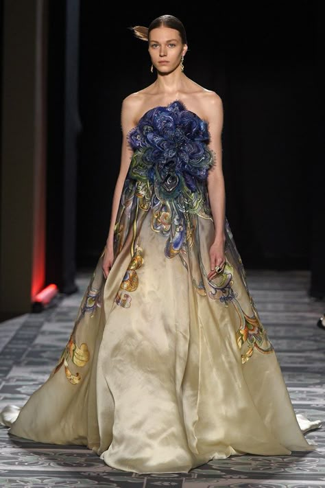 Laurence Xu Couture, Flower Dresses Formal, Floral Couture Dress, Chinese Haute Couture, Floral Haute Couture, Blue Haute Couture, Spring Haute Couture, Couture 2015, Dress Skirts