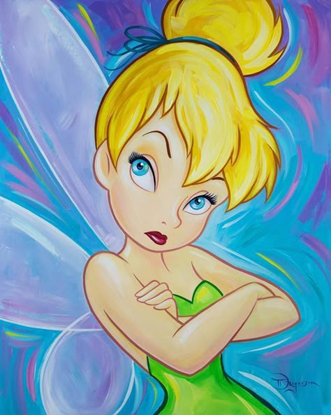 Tinkerbell Acrylic Painting, Tinkerbell Painting Easy, Tinker Bell Painting, Tinkerbell Painting, Tinkerbell Drawing, Art After Dark, Tinkerbell Pictures, Fairies Art, Disney Best Friends