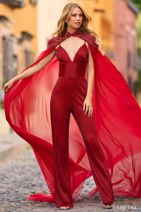 Sites-SherriHill-Site Beaded Jumpsuit, Chiffon Cape, Dress Shops, Chiffon Jumpsuit, Sherri Hill Prom, Plastic Dress, Sherri Hill Prom Dresses, Prom Dress Stores, Prom Dress Styles