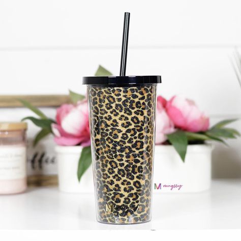 We heard drinking out of a cute cup makes your wine I mean water taste even better. 😉 Leopard Tumbler, Glitter Overlays, Glitter Cups, Acrylic Tumblers, Printed Cups, Brown Leopard, Dishwasher Racks, Tumbler With Straw, Cold Beverages