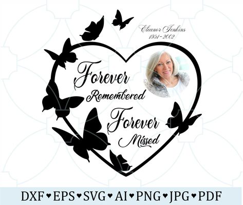 Forever Remembered In Loving Memory SVG File, Flying Butterflies Memorial Cute Heart Svg, Picture Frame Memorial Editable Name Date Photo by MemorialVector on Etsy In Loving Memory Svg, Butterfly Memorial, Memorial Svg, Flying Butterflies, Date Photo, Heart Svg, Loving Memory, Cute Heart, In Loving Memory