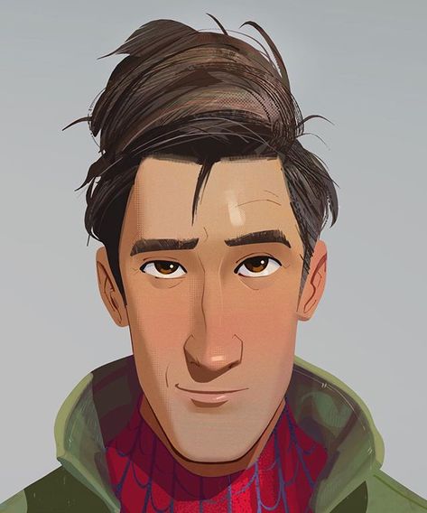 ome early look dev on Peter Parker. Close ups to show the abstract goodness #conceptart #conceptdesign #peterparker #spidervers Peter B Parker Concept Art, Spiderman Into The Spiderverse Character, Comic Style Portrait, Spiderverse Portraits, Spiderverse Character Design, Spiderverse Characters, Spiderverse Art Style, Spiderverse Concept Art, Peter Parker Comic