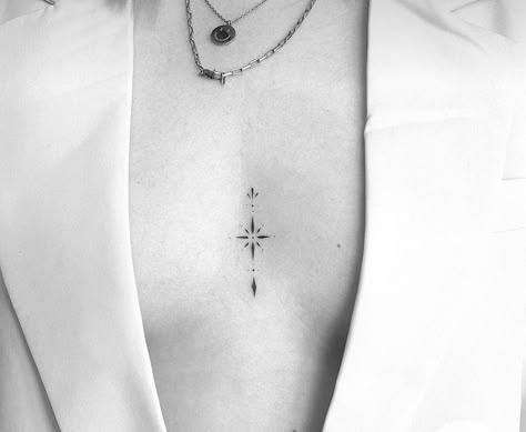 Small Chest Tattoos, Underboob Tattoo, Dot Tattoos, Small Pretty Tattoos, Petite Tattoos, Chest Tattoos For Women, Sternum Tattoo, Discreet Tattoos, Dainty Tattoos